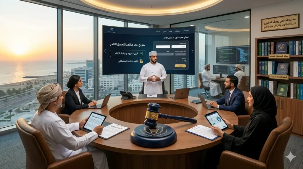 المحامي يوسف الخضوري يراجع بنود الامتثال وحوكمة المنصات الرقمية ونماذج الحجز الإلكتروني للشركات في عمان والخليج.