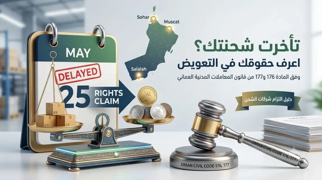تأخر شحنات شركات الشحن والتعويض وفق القانون العماني