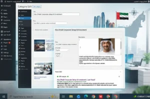 Abu Dhabi corporate setup dashboard featuring HH Sheikh Mohamed bin Zayed Al Nahyan