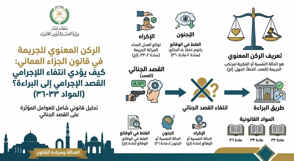 الركن المعنوي للجريمة في قانون الجزاء العماني